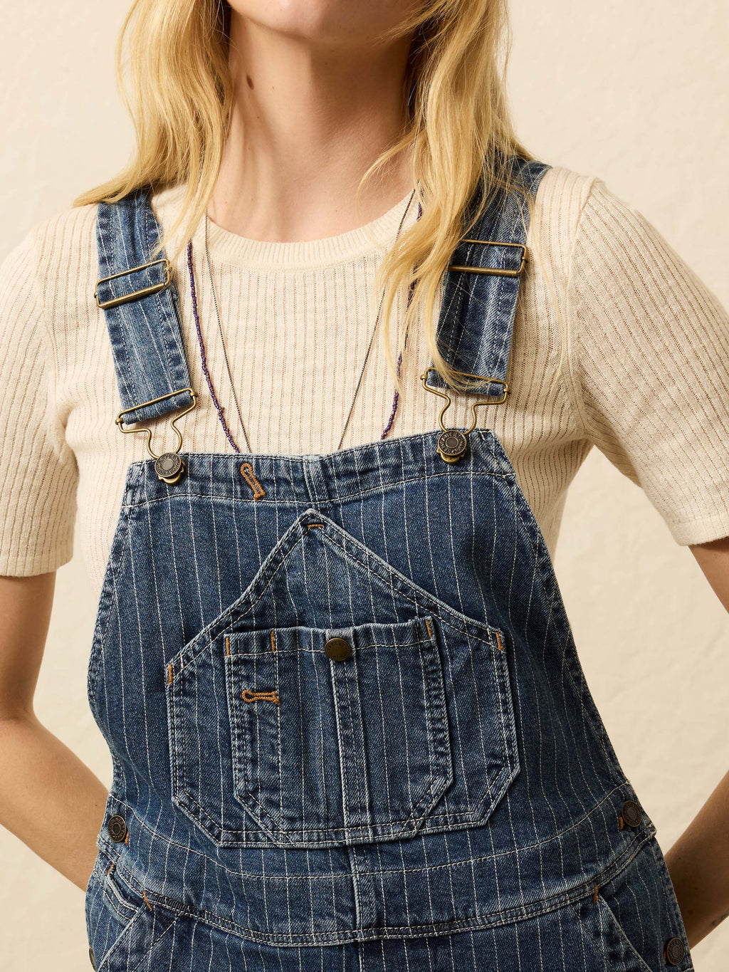 Denim Riveter Overall - Dusk Stripe Wash