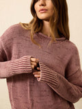 Sunwashed Cotton Roll Neck Sweater - Nostalgia Rose