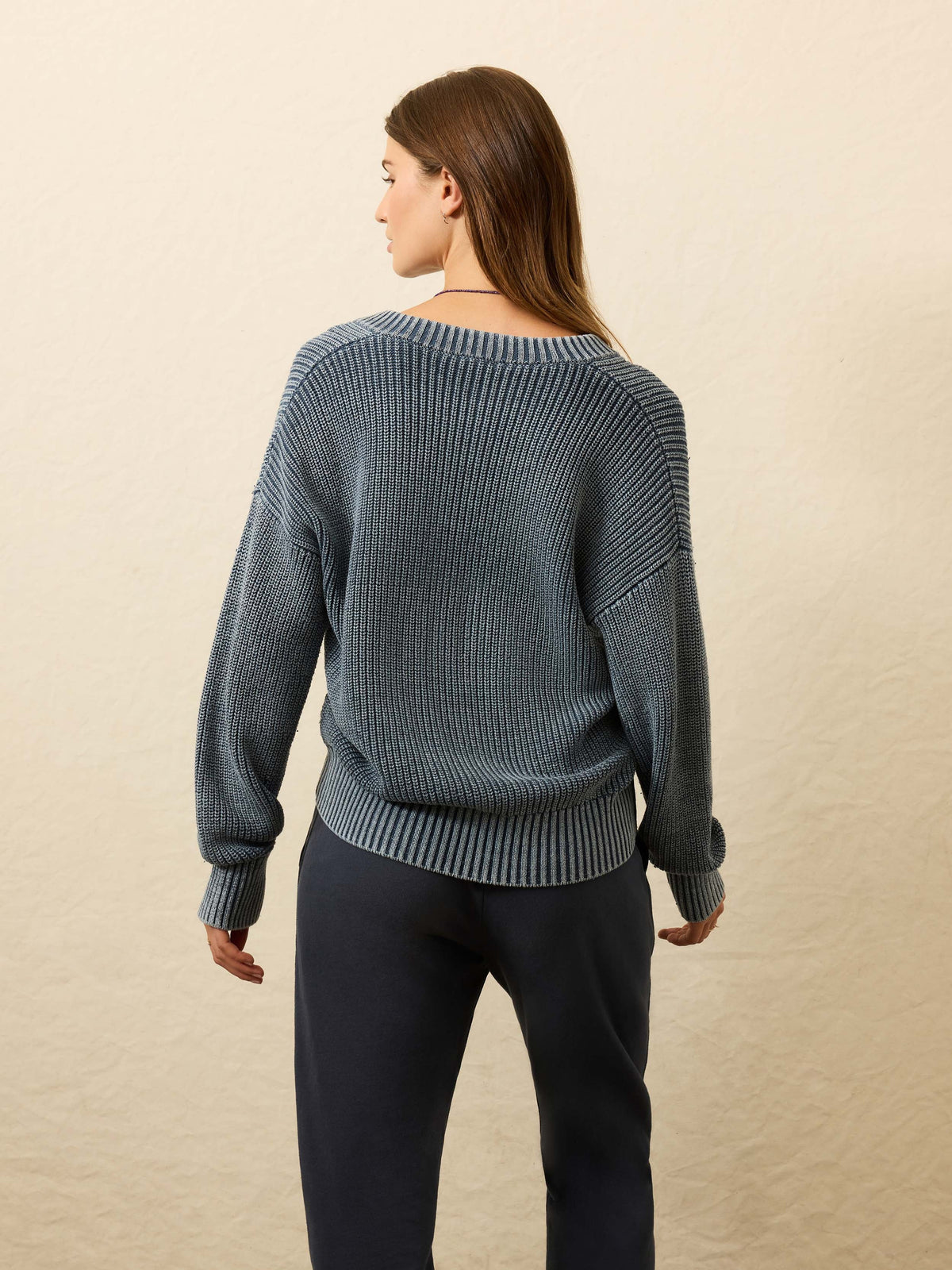 Sunwashed Cotton Fisherman Henley - Blue