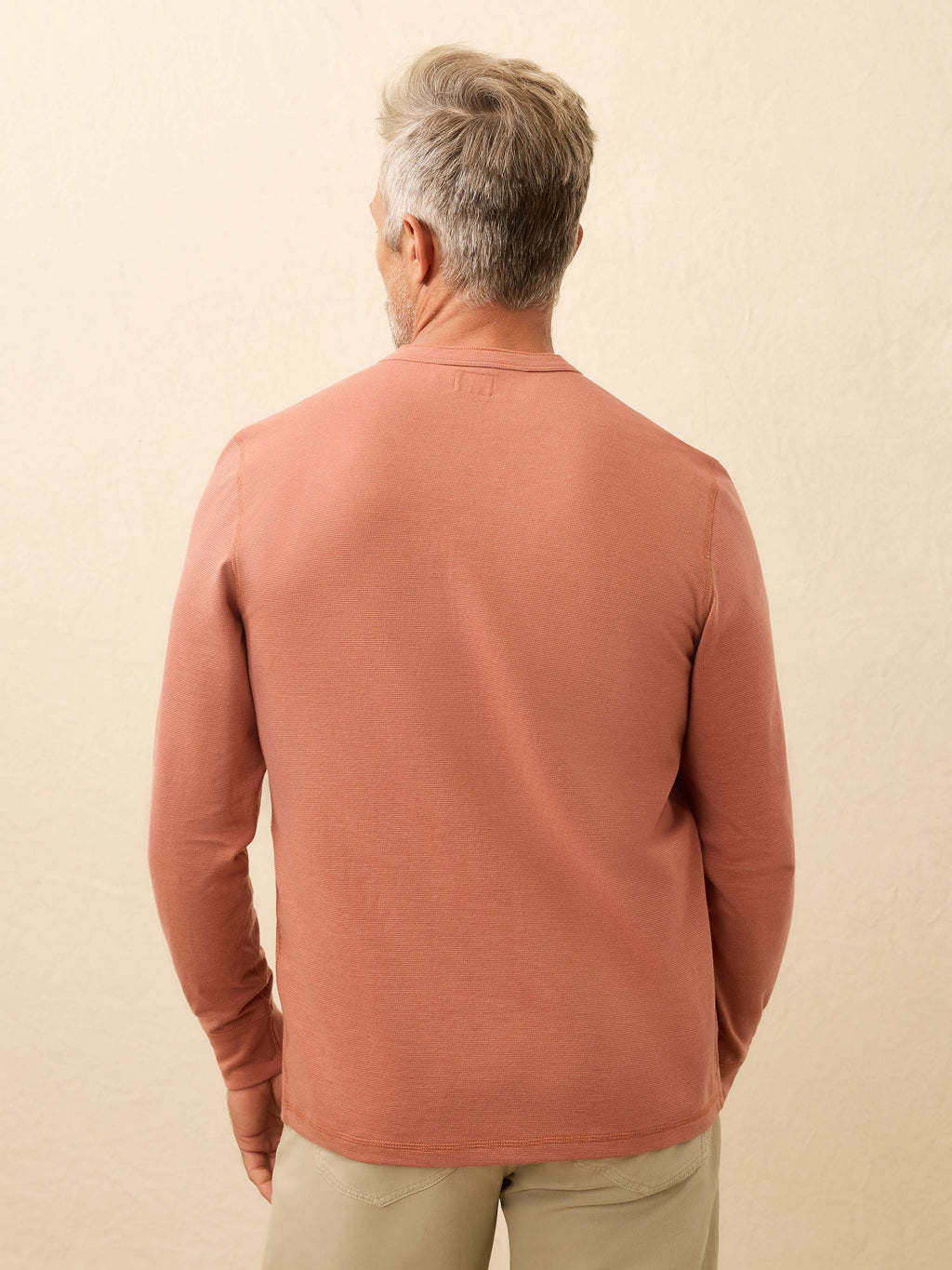 Long-Sleeve Waffle Henley - Dusty Sienna