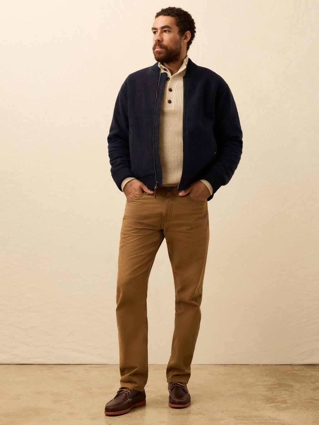 Range Fleece Lined Bomber - Navy Shadow Twill