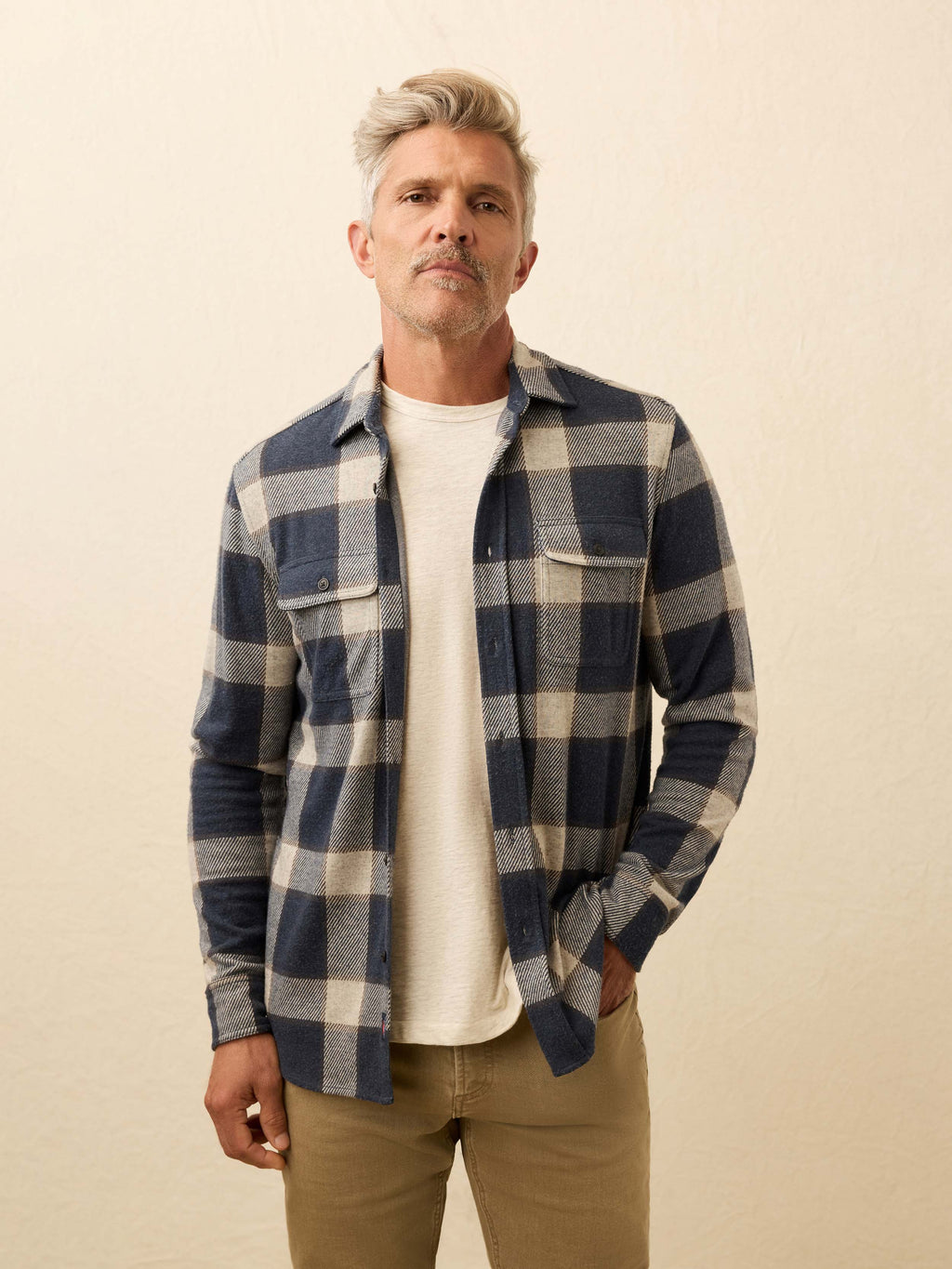 Legend™ Sweater Shirt - Navy Cloud Plaid