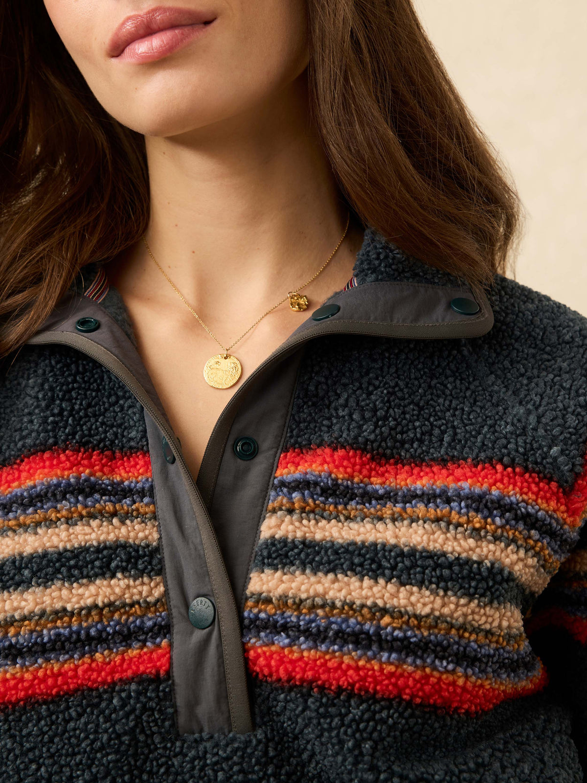 Fireside Fleece Popover - Fireside Stripe