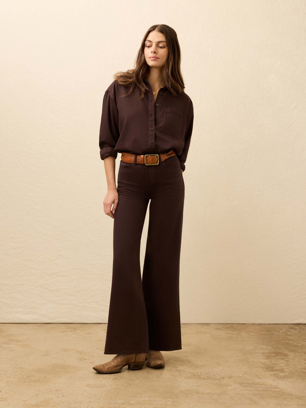 Saturday Denim Wide Leg - Chocolate Brown