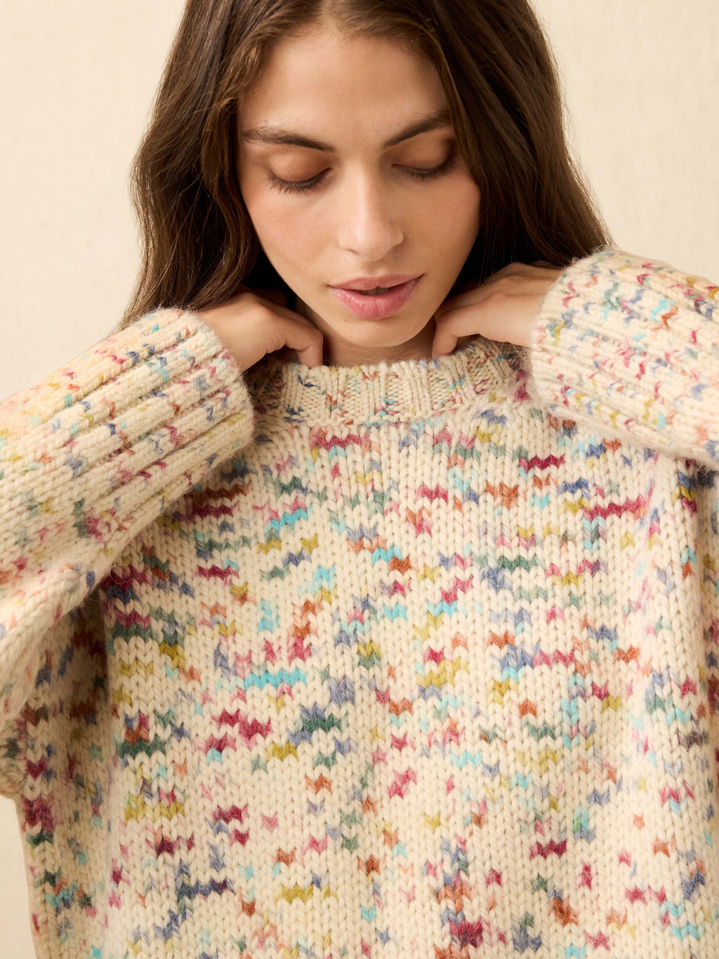 Superfine Alpaca Summit Sweater - Snow Sprinkle