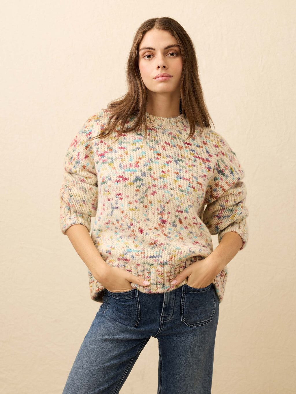 Superfine Alpaca Summit Sweater - Snow Sprinkle