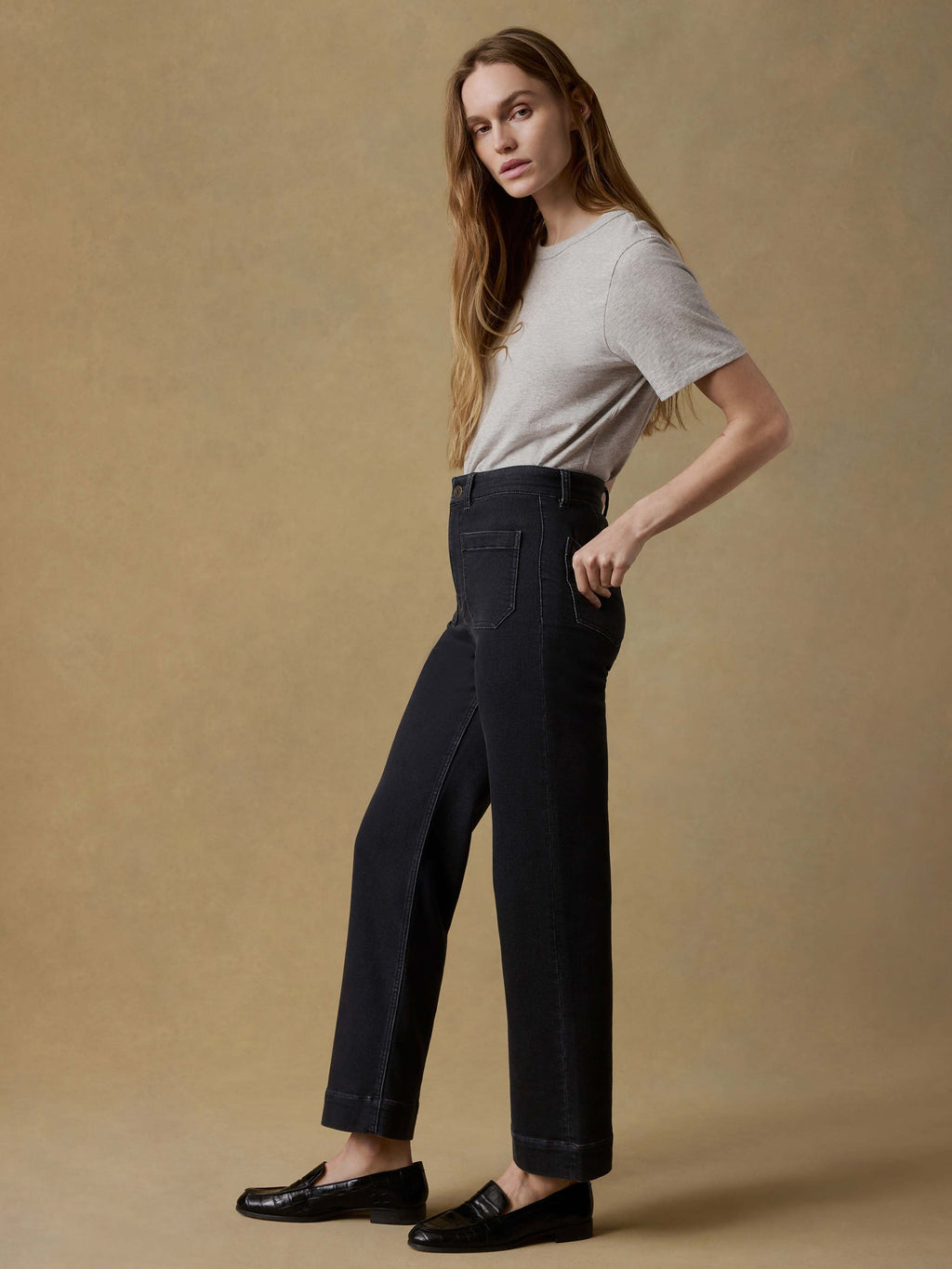 Stretch Terry Patch Pocket Ankle Pant - Onyx Black